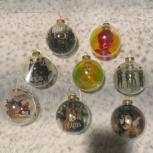 The Beatles Unique Handcrafted Vibrant Glass Ornament Set- 8 total